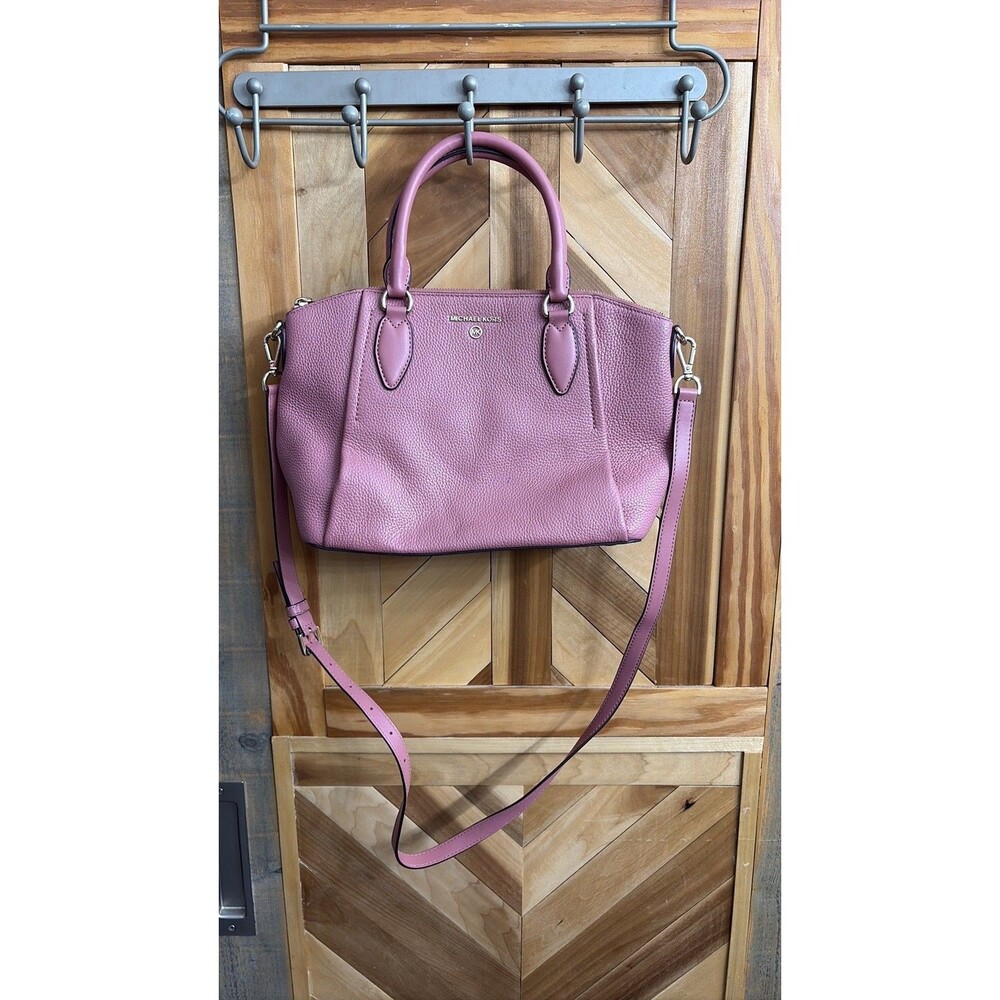Michael Kors Mauve Pebbled Leather Satchel Crossbody Bag 11”x5” 9” Height